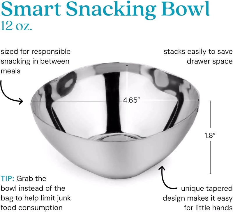 Ahimsa Stainless Steel Kids Bowl, Durable Pediatrician Designed Toddler Snack Bowls, 12oz, Premium Non Toxic Metal, Easy to Clean & Dishwasher Safe, Silver - Image 2